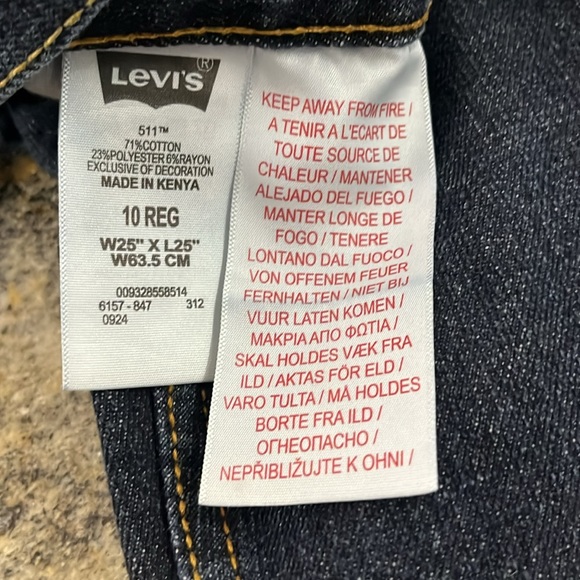 Levi's Big Boys 511 Skinny Fit Jean Sz 10 Regular Dark Wash - Picture 7 of 9
